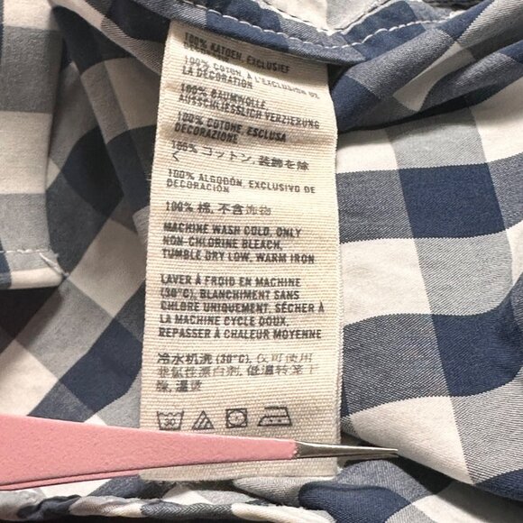 Abercrombie & Fitch Blue White Gingham Long Sleeve Muscle Fit Button-Up Shirt XL - Picture 6 of 11